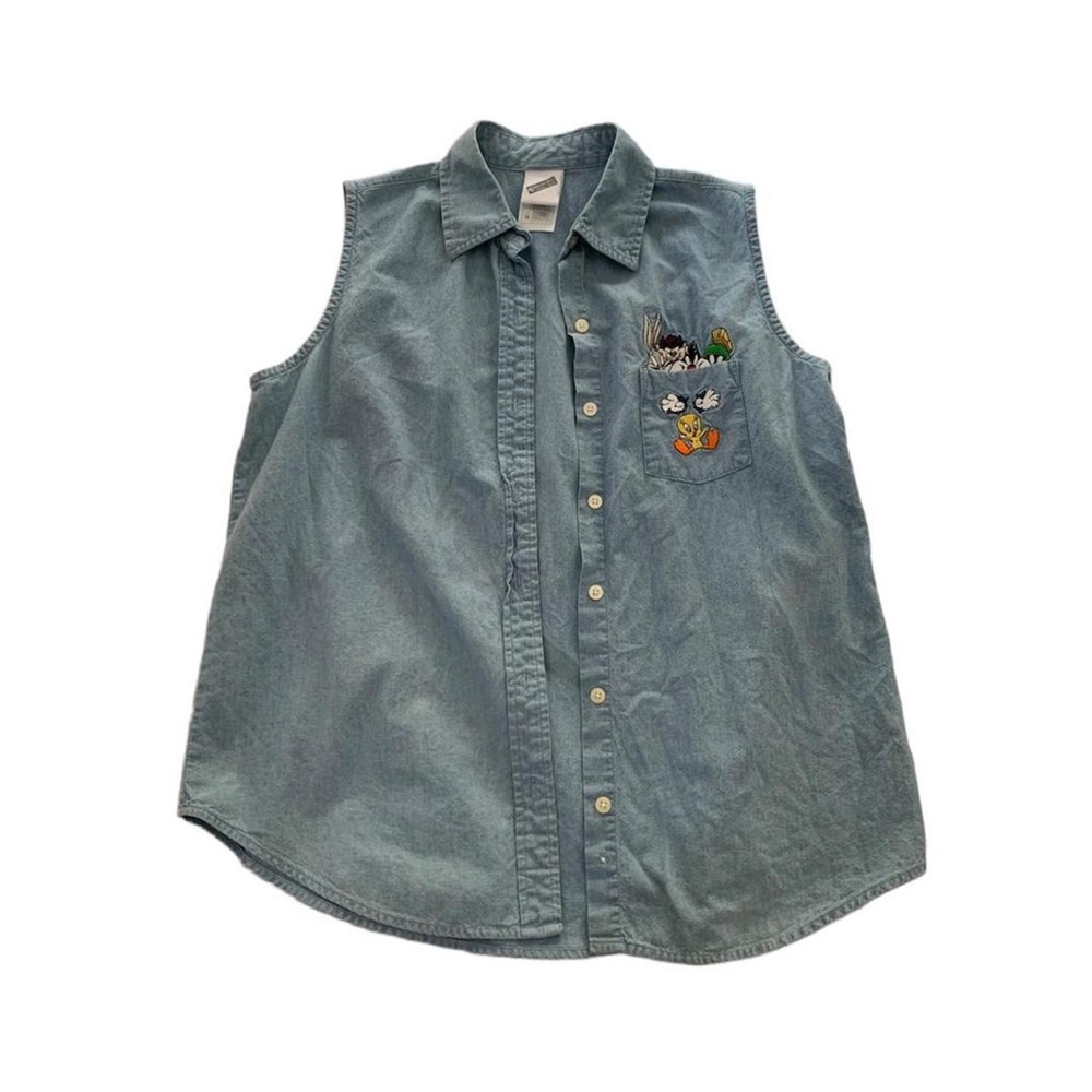 looney tunes denim vest